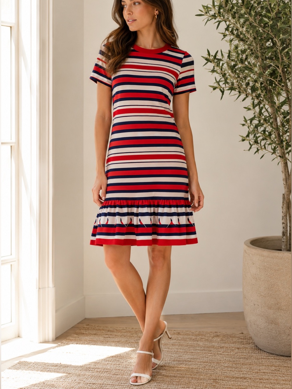 Marc by Marc Jacobs Flavin Striped Dress Multicolor Orange Blue Size 0